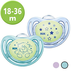 NUK 10177144 Freestyle Night - Ciuccio ortodontico in silicone, da 18 a 36... - Ilgrandebazar