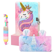 Carica l&#39;immagine nel visualizzatore di Gallery, Cooyou Diario Segreto Bambina con Lucchetto, Set di Taccuino in Peluche Unicorno Include Un A5 Unicorno Diario Segreto per Bambina, Regalo per Bambina di 5 6 7 8 9 10 11 12 Anni, Colorato