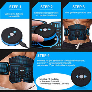 RIRGI Elettrostimolatore per Addominali, Muscolare Blu