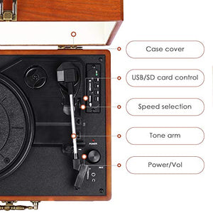 amzdeal Giradischi Vinile 3 Velocità (33 / 45 / 78 Giri) Stereo Portatile ,...