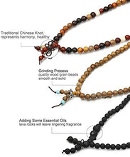 Carica l&#39;immagine nel visualizzatore di Gallery, BESTEEL 3 Pezzi Elastici Buddha Bracciali Collane Stile A, Pietra Lavica Nera - Ilgrandebazar