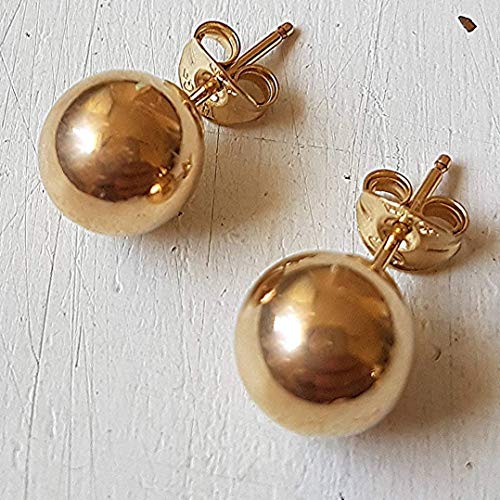 Orecchini a bottone a sfera in 14k oro riempito tondi misura 8mm Semplici...