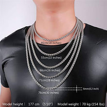 Carica l&#39;immagine nel visualizzatore di Gallery, U7 Collana Uomo a Catena Grano Sottile Robusta Grande Grossa, Argento(6mm) - Ilgrandebazar