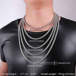 U7 Collana Uomo a Catena Grano Sottile Robusta Grande Grossa, Argento(6mm) - Ilgrandebazar