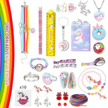 Carica l'immagine nel visualizzatore di Gallery, iZoeL Calendario Avvento 2023 Natale Regalo Unicorno Cancelleria Gioielli per Ragazze - Penna Prenotare Gomma Orecchini Anello Accessori Gioielli per Natale Advent Calendar a Regalo Sorpresa Bambini