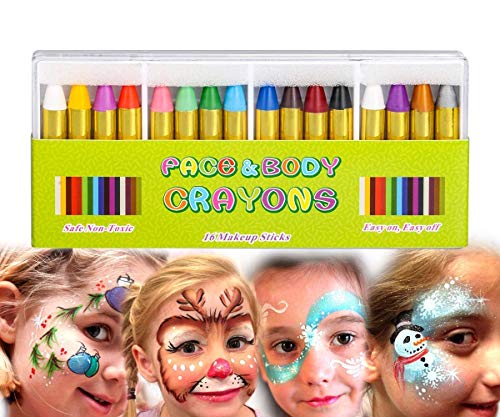 Natale Matite Trucco, Mimoo 16 Colori del Corpo Viso Body Painting 16 Pcs - Ilgrandebazar