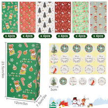 Carica l&#39;immagine nel visualizzatore di Gallery, AWCIGG 24 Pezzi Sacchetti Regalo Carta Natale Buste Regalo Pacchetti Bustine Regalo Natalizie Piccole Sacchettini Natalizi per Regali Fine Festa Bambini con 24 Adesivi