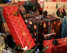 Carica l'immagine nel visualizzatore di Gallery, FullJoyHut Carta da Regalo Natalizio Set,tra cui 10 Carta da Regalo Natalizia,10 Etichette Regalo Natalizie Carta Kraft,4 Rotolo Corde di Luta e Cotone e Metallico per Confezione regalo di Natale