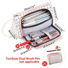 Carica l&#39;immagine nel visualizzatore di Gallery, Astuccio Portamatite Grande Capacità Trucco Borsa Portamonete Plaid Bianco