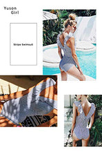 Carica l&#39;immagine nel visualizzatore di Gallery, Yuson Girl Bikini Intero Sexy Donna,V Neck Swimsuit Push L, Blu