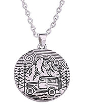 Carica l'immagine nel visualizzatore di Gallery, LIKGREAT Argento Antico Campeggio Pin Albero e Jeep Naturale Ciondolo Collana - Ilgrandebazar