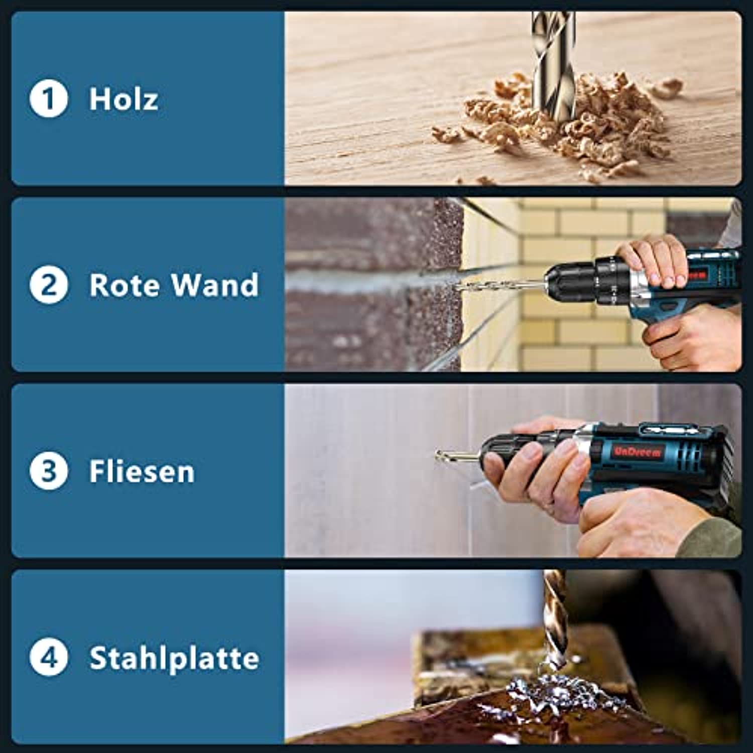 Trapano Avvitatore A Batteria 21V Con 61 Accessori - Potente, 2 Batterie, Ideale Per Fai Da Te