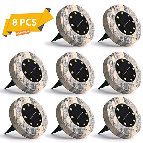 Luci solari da esterno, Jorft 8 Pack 8 LED Lampade a terra Bianco Caldo