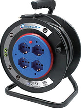 Carica l'immagine nel visualizzatore di Gallery, Electraline 49031 Avvolgicavo a Tamburo fisso con 25mt, Nero/Blu, 25 mt 25