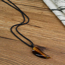 Carica l&#39;immagine nel visualizzatore di Gallery, COAI Pendente Dente di Lupo in Occhio Tigre, Collana da Uomo in...