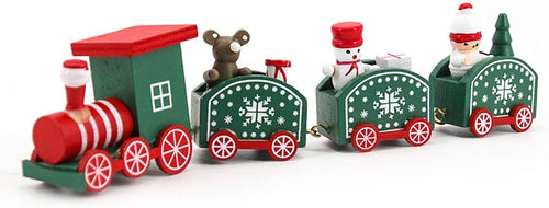 Lifreer Set di Giocattoli in Legno del Treno di Natale Mini Caravan Trenino con 3 carrozze per Bambini Regalo Decorazioni Natalizie (Verde)