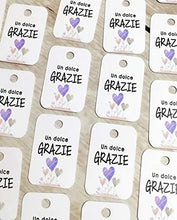 Carica l&#39;immagine nel visualizzatore di Gallery, 50 pezzi, Cartellini Stampati per bomboniera, Grazie, 25x37 millimetri,... - Ilgrandebazar