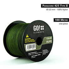 Carica l'immagine nel visualizzatore di Gallery, GO!elements 100m Paracord Corda in Nylon antistrappo - 3mm 425 Oliva