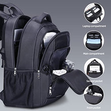 Carica l&#39;immagine nel visualizzatore di Gallery, HOMIEE Zaino Uomo 17.3 Pollici Zaino Porta PC Antifurto 40L Bagaglio a Mano Zaini PC Portatili da Viaggio per Laptop Computer Lavoro Ufficio Scuola Università Unisex Nero Casual