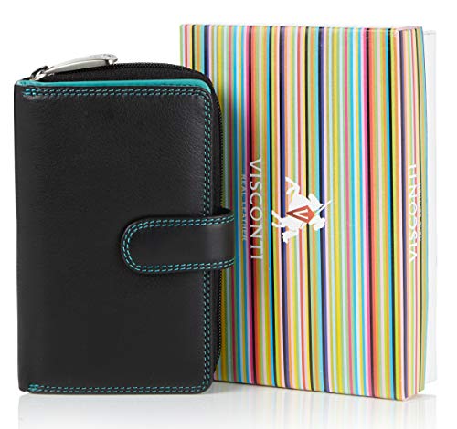 DUDU Portafoglio da Donna in Pelle Morbida olorato Bloo RFID on