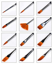 Carica l&#39;immagine nel visualizzatore di Gallery, Xpassion Set di Pennelli per Acrilico Acquerello e Pittura ad Olio in Nero