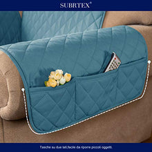 Carica l'immagine nel visualizzatore di Gallery, subrtex Copridivano Trapuntato, Salvadivano Reversibile con 3 Posti, Blu