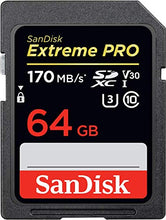 Carica l'immagine nel visualizzatore di Gallery, Sandisk Extreme Pro Scheda di Memoria da 64 Gb, Velocità di Lettura Fino a 170 MB/S, Classe 10, U3, V30