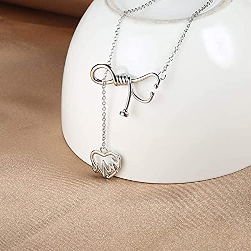 Collana Con Ciondolo Stetoscopio In Argento Sterling 925 – Regalo Per Infermiera, Medico, Laurea – Con Incisione