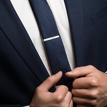 Carica l&#39;immagine nel visualizzatore di Gallery, STERLL Uomo Fermacravatta Argento CORTO Lucido con Striscia Opaca Custodia...