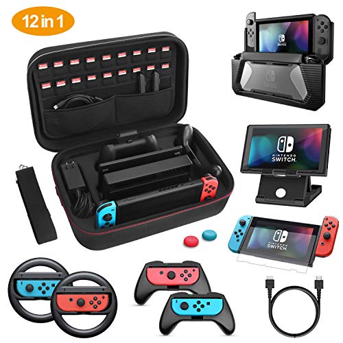 HEYSTOP Kit Accessori 12 in 1 per Nintendo Switch, Include Custodia 12 1