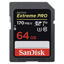 Carica l'immagine nel visualizzatore di Gallery, Sandisk Extreme Pro Scheda di Memoria da 64 Gb, Velocità di Lettura Fino a 170 MB/S, Classe 10, U3, V30