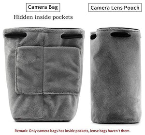 Baona - Borsa per fotocamera e obiettivo in velluto, Square M, Nero