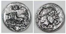 Carica l&#39;immagine nel visualizzatore di Gallery, Monete Antiche Greche placcate Argento - Riproduzione Tetradrammi - SET 5...
