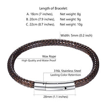 Carica l&#39;immagine nel visualizzatore di Gallery, PROSTEEL Bracciale Uomo in Pelle Nera Marrone, Chiusura di Acciaio 01 Marrone - Ilgrandebazar