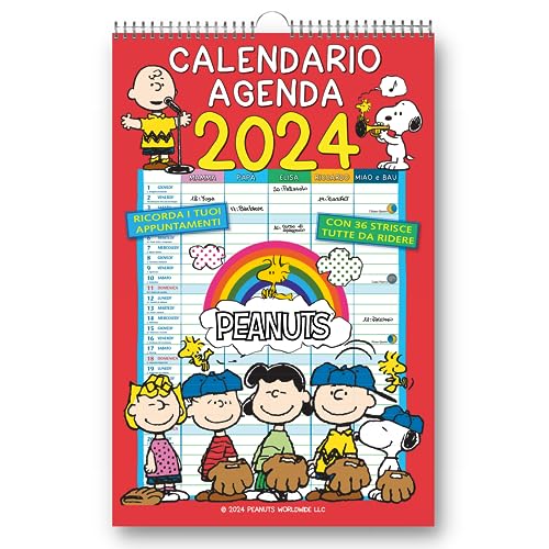 EURO PUBLISHING: Calendario Agenda Peanuts 2024 - Prodotto ufficiale - cm 29x44