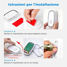 Carica l'immagine nel visualizzatore di Gallery, YYQ Campanello Senza Fili da Esterno Impermeabile IP44, Wireless Doorbell con Raggio d’Azione 300M, Indicatore LED, 1 Trasmettitore Pulsante e 2 Ricevitori, 5 Volume Regolabile, 36 Suonerie (Bianco)