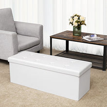 Carica l'immagine nel visualizzatore di Gallery, SONGMICS 120 L Pouf Contenitore Ottomane e poggiapiedi 110 x 38 x 38 Bianco - Ilgrandebazar