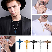 Carica l&#39;immagine nel visualizzatore di Gallery, U7 Collana Pendente Crocifissa Cindolo Croce Gesù INRI 01 Oro + Catena Grano - Ilgrandebazar