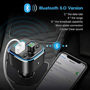 Nulaxy Trasmettitore FM Bluetooth V5.0-7 LED Controluce Wireless Nero