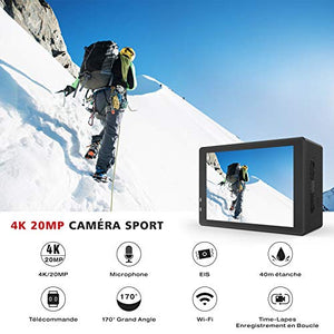 Campark 4K 20MP Action Cam WiFi Impermeabile 40M con Telecomando e Microfono...