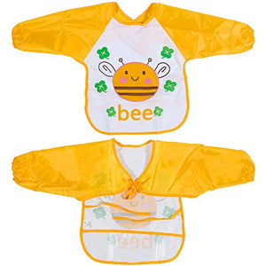 Lictin Set di 6 bib bavaglini manica lunga impermeabile con Multicolore - Ilgrandebazar