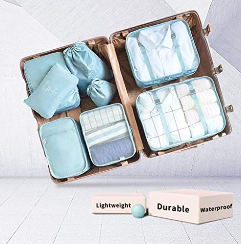 Set Organizzatore Viaggio 8 Pezzi | Cubi Compressione Per Valigia | Sacchetti Impermeabili Per Vestiti, Cosmetici E Scarpe