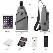Carica l&#39;immagine nel visualizzatore di Gallery, Petto Borsa Crossbody Zaino Spalla Monospalla Impermeabile Marsupio Zainetto Piccolo Sling Bag Borsello a Tracolla con porta di ricarica USB per Uomo Donna Viaggio Trekking Camminare