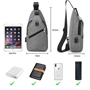 Petto Borsa Crossbody Zaino Spalla Monospalla Impermeabile Marsupio Zainetto Piccolo Sling Bag Borsello a Tracolla con porta di ricarica USB per Uomo Donna Viaggio Trekking Camminare