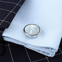 Carica l&#39;immagine nel visualizzatore di Gallery, HAWSON, set di bottoni e gemelli in madreperla, per camicia da uomo, 6-Silver - Ilgrandebazar