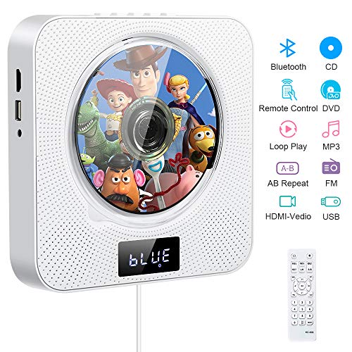 Lettore DVD portatile CD, lettore CD/DVD musicale Bluetooth con white - Ilgrandebazar