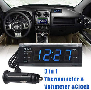 Voltmetro auto 3 in 1 - Batteria di tensione / ora / termometro - Ilgrandebazar
