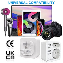 Carica l&#39;immagine nel visualizzatore di Gallery, Adattatore Presa Inglese, Redagod Adattatore Spina Inglese,a Spina Italiana con 3 USB e 1 USB C(3.4A,17W) Adattatore UK con 2 Prese per Gran Bretagna/Qatar/Irlanda/Gambia,Presa Inglese 3250W