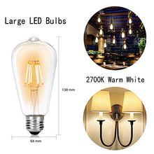 Carica l&#39;immagine nel visualizzatore di Gallery, Wedna 6W LED Filamento E27 Edison Lampadina, Bianco caldo 2700K, 6w 2700k - Ilgrandebazar