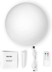 Albrillo RGB Luci Solari Esterno - LED Lampada Solare Esterno Diametro 40 cm con Telecomando, 8 Colori Regolabili, USB Ricaricabile, IP68 Impermeabile, Lampada Sfera Giardino per Piscina, Spiaggia 40CM
